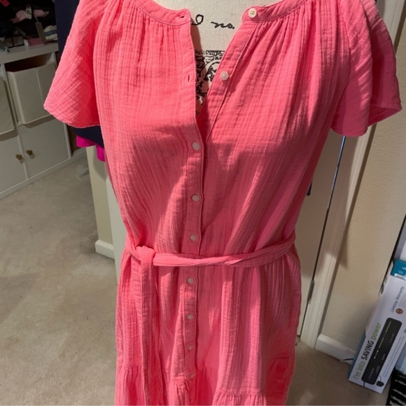 Vineyard Vines Double Gauze Neon Rosa dress EUC xl - Picture 3 of 4